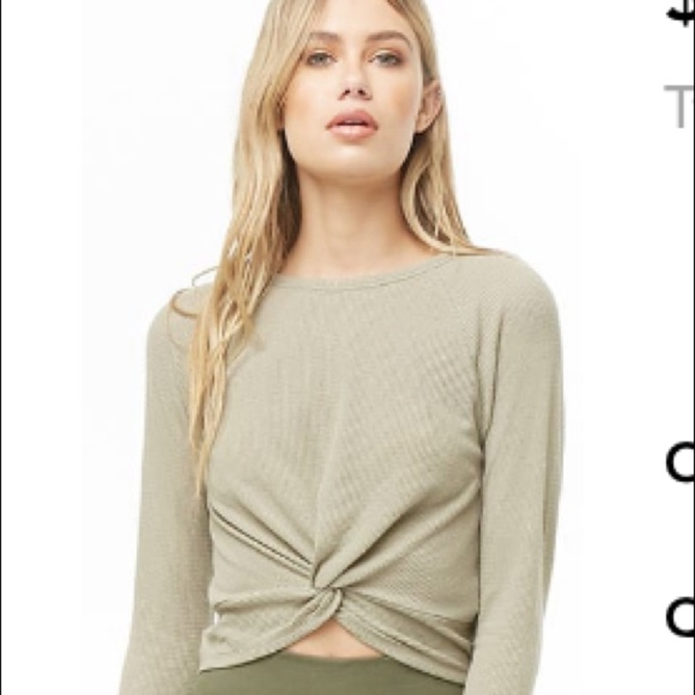 Olive Green F21 Twist Shirt